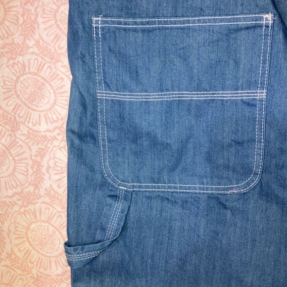 SUN faded NWT 100% cotton 44L x 30W Die Hard men’s blue denim overalls - Picture 9 of 14